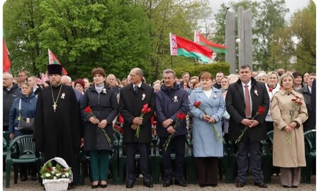Иерей Андрей Евшель принял участие в митинге ко Дню Победы в Клецке